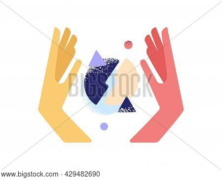 Human Hands Analyzing Data, Researching Smth. And Creating Business Systems And Structures Out Of Ab