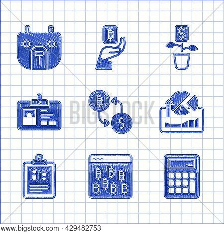 Set Cryptocurrency Exchange, Bitcoin In Browser, Calculator, Stocks Market Growth Graphs, Business F