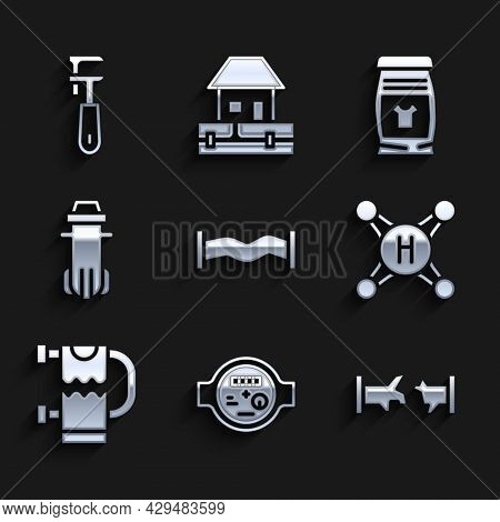 Set Industry Metallic Pipe, Water Meter, Broken, Tap, Heated Towel Rail, Filter, Laundry Detergent A