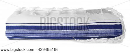 Tallit Isolated On White. Garment For Rosh Hashanah Celebration