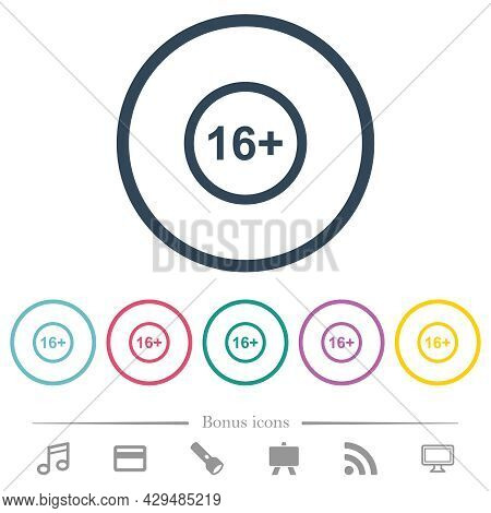 Allowed Above 16 Years Only Flat Color Icons In Round Outlines. 6 Bonus Icons Included.