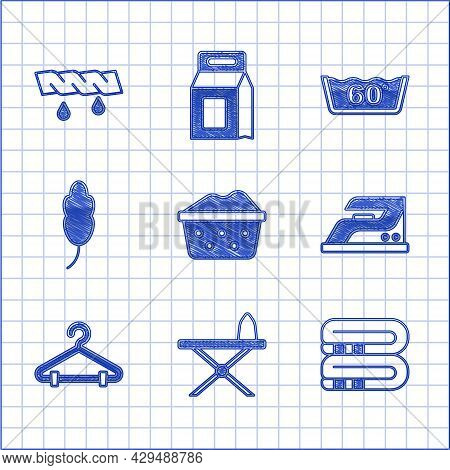 Set Basin With Soap Suds, Iron And Ironing Board, Towel Stack, Electric, Hanger Wardrobe, Feather, T
