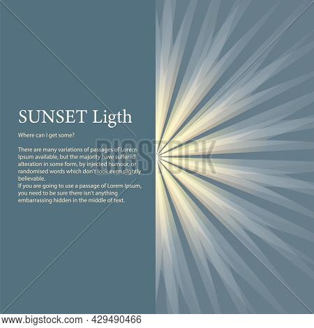 Bright Sun Rays Background. Sunshine Banner With Sunburst Sunbeams As Enlightenment Concept. Sunny V