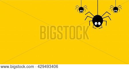 Funny Cute Black Cartoon Spider Stock Vector. Halloween Greeting Card In Paper Cut Style. Spider On 