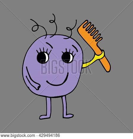 Unny Girl Character With Different Emotions. The Girls Are Holding Different Cosmetics In Their Hand