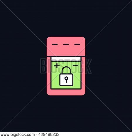 Non-replaceable Battery Rgb Color Manual Label Icon For Dark Theme. Isolated Vector Illustration On 