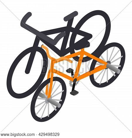 Bicycle Icon Isometric Vector. Two New Modern Bike. Concept Of Healthy Lifestyle, Sport, Motion