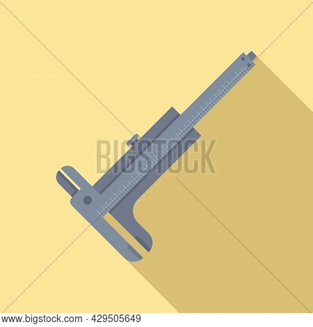 Dial Caliper Icon Flat Vector. Calliper Tool. Micrometer Scale