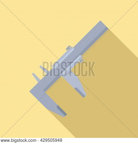 Engineering Caliper Icon Flat Vector. Calliper Vernier. Micrometer Tool