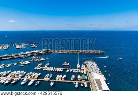 Sorrento, Italy - August 26 2020: View To Port In Piano Meta Di Sorrento At Sunny Day