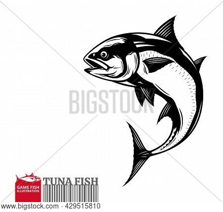 Vector Jumping Tuna Fish Illustration Isolated On A White Background
