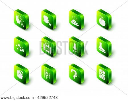 Set Vomiting Man, Shit, Apple, Flat Foot, Eye Test Chart, Runny Nose, Gut Constipation And Iv Bag Ic
