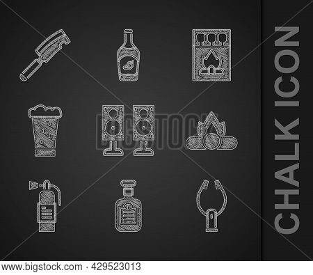 Set Stereo Speaker, Sauce Bottle, Meat Tongs, Campfire, Fire Extinguisher, Glass Of Beer, Matchbox A