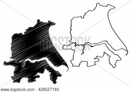 Humberside County (united Kingdom, Non-metropolitan And Ceremonial County Of England) Map Vector Ill