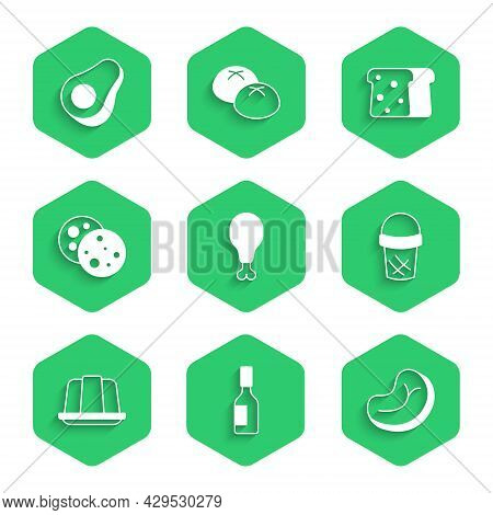 Set Chicken Leg, Tabasco Sauce, Steak Meat, Ice Cream In Waffle, Jelly Cake, Cookie With Chocolate, 