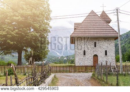Stone Church From Theth Village, Theth National Park, Albania