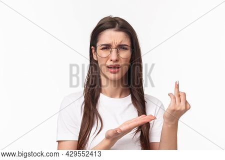 Close-up Portrait Of Desperate Sad Young Woman In Glasses, Complaining Friend That Boyfriend Didnt M