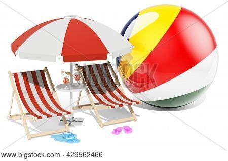 Seychelloise Resorts, Seychelles Vacation, Tours, Travel Packages Concept. 3d Rendering Isolated On 