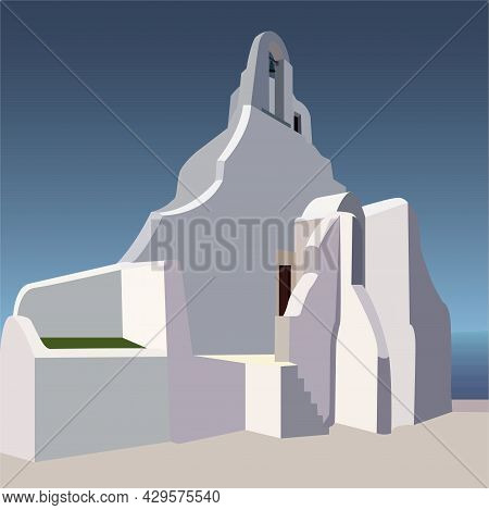 An Old Building In A Resort Town On The Seashore.