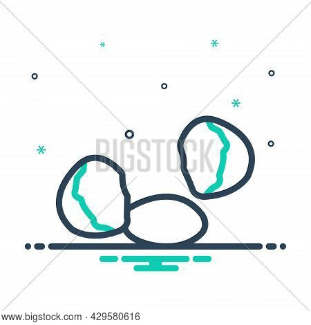 Mix Icon For Raw Uncooked Unprepared Unripe Egg Broken Unfried