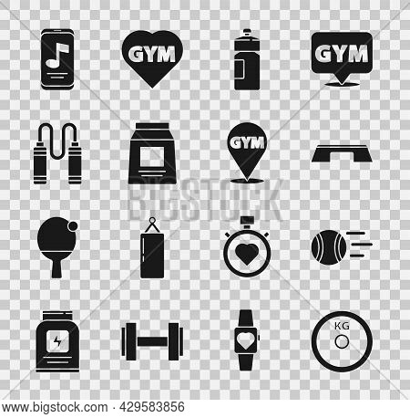 Set Weight Plate, Tennis Ball, Step Platform, Fitness Shaker, Sports Nutrition, Jump Rope, Music Pla