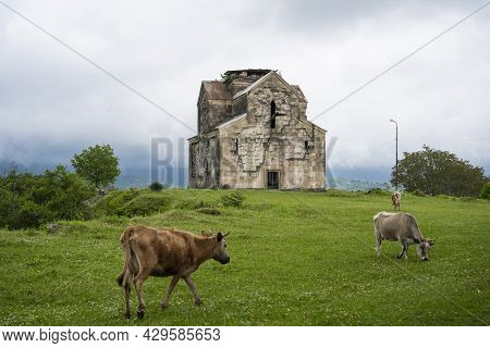 An Ancient Bedian Temple In The Mountains Of The Republic Of Abkhazia. Cloudy Day May 19, 2021