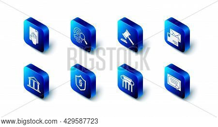 Set Fingerprint, Judge Gavel, Envelope, Certificate Template, Law Pillar, Justice Law Shield, Courth