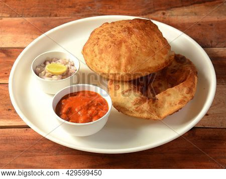 Chole Bhature, Spicy Chick Peas Curry Also Known As Chole Or Channa Masala Is Traditional North Indi