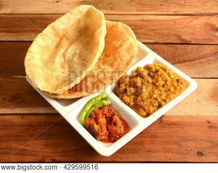 Chole Bhature, Spicy Chick Peas Curry Also Known As Chole Or Channa Masala Is Traditional North Indi