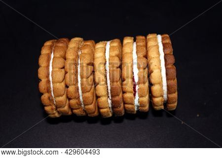 Stack Of Sweetmeal Digestive Biscuits Isolated On White Backgroun