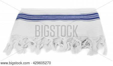 Tallit Isolated On White. Garment For Rosh Hashanah Celebration