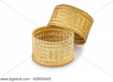 Old Woven Bamboo Container For Steamed Glutinous Rice (craft Natural Packaging) In Thailand Called K