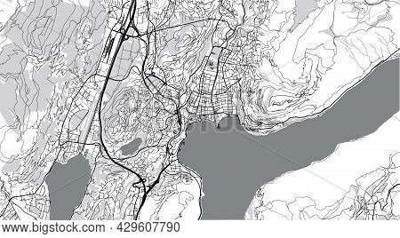 Urban Vector City Map Of Lugano, Switzerland, Europe