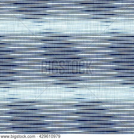 Classic Blue Woven Stripe Masculine Shirt Fabric Texture. Navy Space Dyed Marled Melange Background.