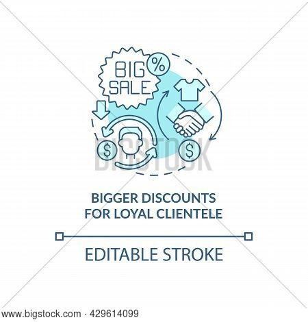 Bigger Discounts For Loyal Clientele Blue Concept Icon. Client Privilege Abstract Idea Thin Line Ill