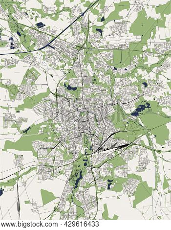 Map Of The City Of Of Braunschweig, Germany