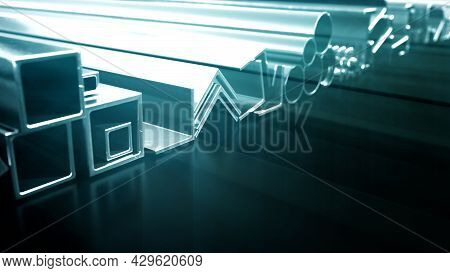 Glowing Rolled Metal And Rebar , Cg Industrial 3d Rendering