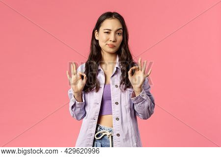 Not Bad, Good Work. Good-looking Young Stylish Girl, Professional Seeing Well Done Job, Show Okay Ge