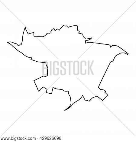 Outline Map Of Kaunas, Lithuanian City. Vector Map With Contour.