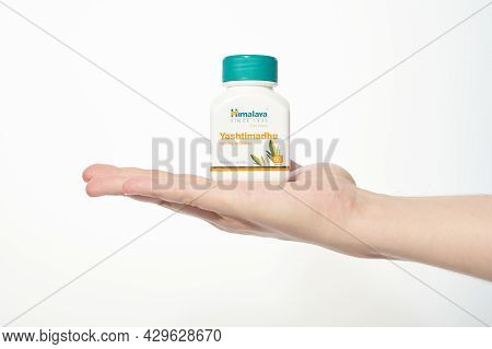 Kaliningrad, Russia - 03.07.2020 - Himalaya Yashtimadhu Ayurveda Dietary Supplement For Healing Of G