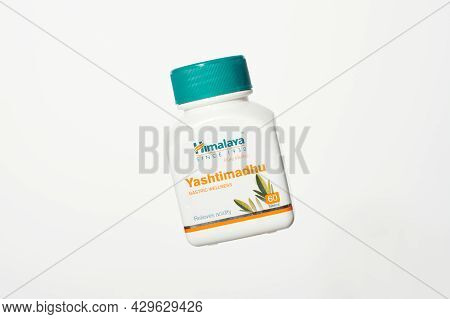 Kaliningrad, Russia - 03.07.2020 - Himalaya Yashtimadhu Ayurveda Dietary Supplement For Healing Of G