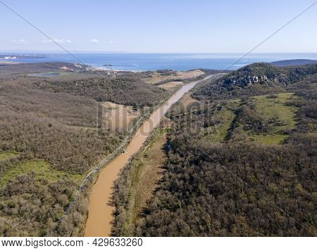 Aerial View Of Ropotamo River At Arkutino Region, Burgas Region, Bulgaria