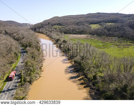 Aerial View Of Ropotamo River At Arkutino Region, Burgas Region, Bulgaria