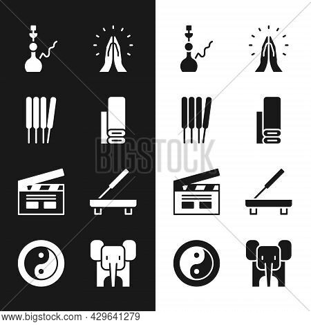 Set Indian Textile Fabric, Aroma Sticks, Incense, Hookah, Hands Praying Position, Bollywood Indian C