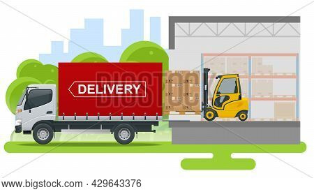 Isometric Logistics And Delivery Concept. Delivery Home And Office. Logistics, Warehouse, Freight, C