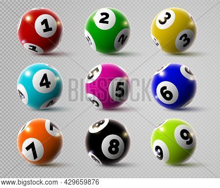 Realistic Lottery Bingo Or Keno Game Balls With Numbers. 3d Lotto Or Billiard Ball. Lucky Gambling S