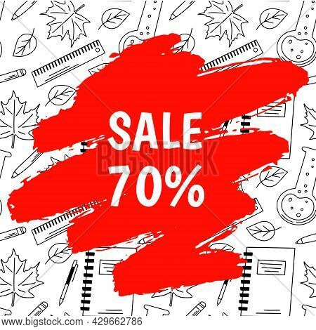 Vector Back To School Sale Banner, Poster Background. Bright School Discount. Layout For Discount La