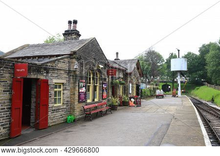 Oxenhope, England - June 24:  The View Along The Platform Of Oxenhope Station On The Keighley And Wo