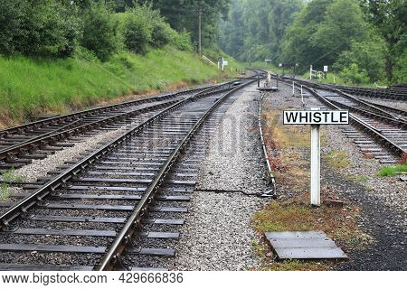 The View Along The Railway Track On The Historic Keighley And Worth Valley Railway In Northern Engla
