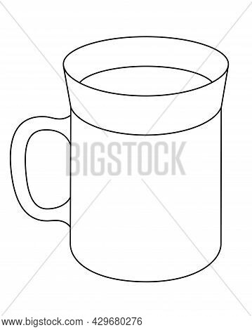 Cup - For Tea Or Coffee - Linear Stock Illustration For Coloring. Outline. Drink Mug - Vector Elemen